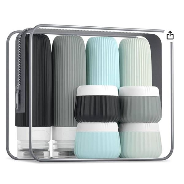 Travel Bottles for Toiletries 8 Pack, Tsa Approved Travel Size Toiletries Containers with Clear Bag,