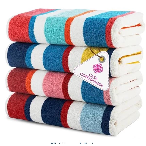 Casa Copenhagen Bora Bora Beach Towels Set, Multi-Color Pack of 4