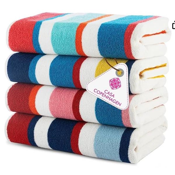 Casa Copenhagen Bora Bora Beach Towel Set, Multi-Color 4 Pack