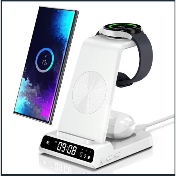 XF-C01SG Multifunctional Wireless Charging Station with Clock Color May Vary