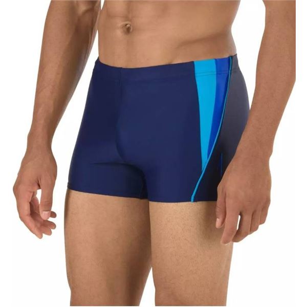 Speedo Men’s Fitness Splice Square Leg Swim Short, Navy/Blue, Size L