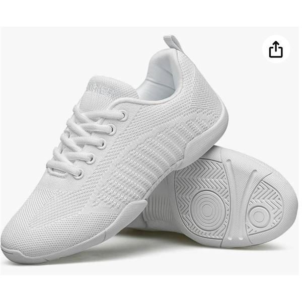 Baxinier Girls White Cheerleading Shoes, Model n651, Size 1.5 Little Kid