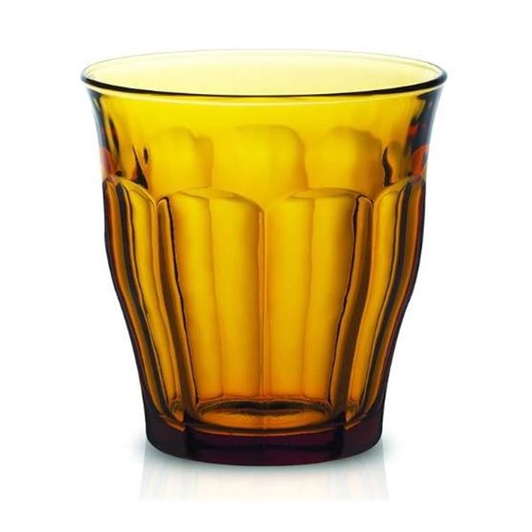 Duralex Made in France AmberTumbler, Set of 6, 8-3/4-Ounce Picardie Amber Tumbler Set, 8.75-Oz