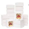 Image 1 : 100 pc Foldable White Paper Boxes with Transparent Window Panel **May Vary From Stock Photo**