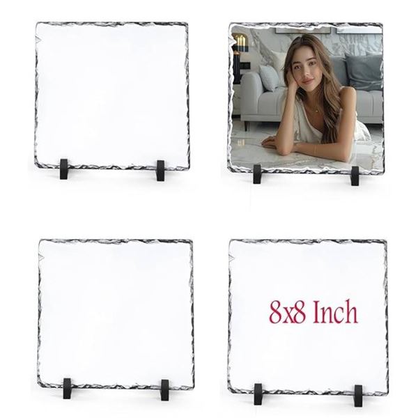 WANZELONYO Sublimation Slate Blanks 8×8 Inch 4 Pack Sublimation Rock Stone Picture Plaque Bulk