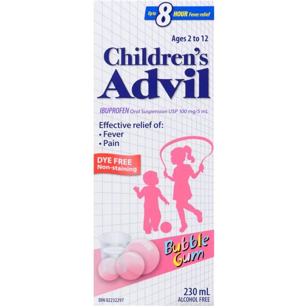 Children’s Advil Ibuprofen Oral Suspension, 230 mL, Bubble Gum Flavor