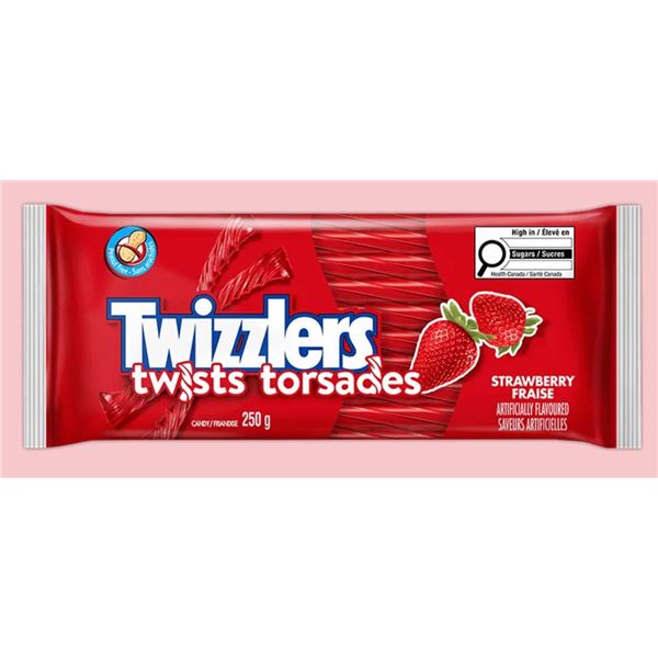 Lot of 6 Twizzlers Twists Strawberry, 250g Each