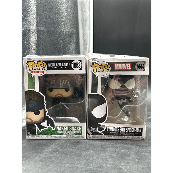 Lot Of Funko Pop! Figures: Metal Gear Solid Naked Snake 1053 and Marvel Symbiote Suit Spider-Man 144