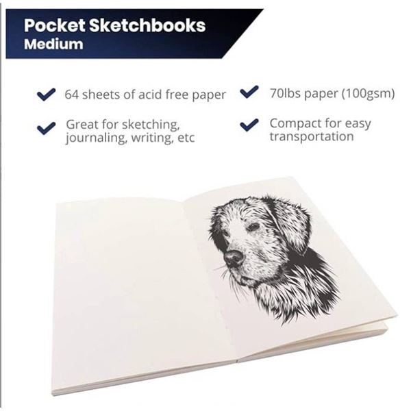 Lot of 4 – Pacific Arc Sketch Book Journal 64 Acid-Free Sheets, 5.5 x 8.25 Inches