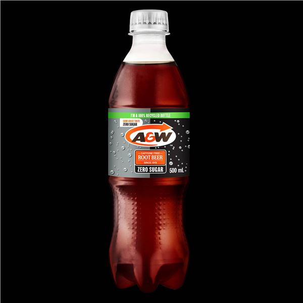 A&W Root Beer Zero Sugar 500 mL Bottles – 24 Pack