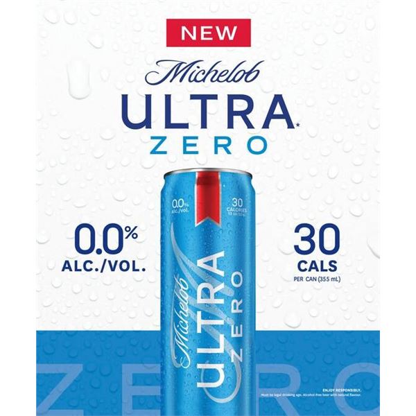 Michelob Ultra Zero Alcohol-Free Beer, 355mL Cans, Quantity of 15