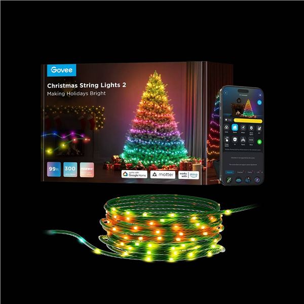 Govee Christmas String Lights 2, 99 ft, 300 LEDs, RGBIC Technology