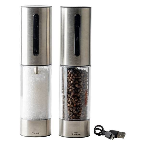 Stainless Steel Electric Salt and Pepper Mills with USB Charging