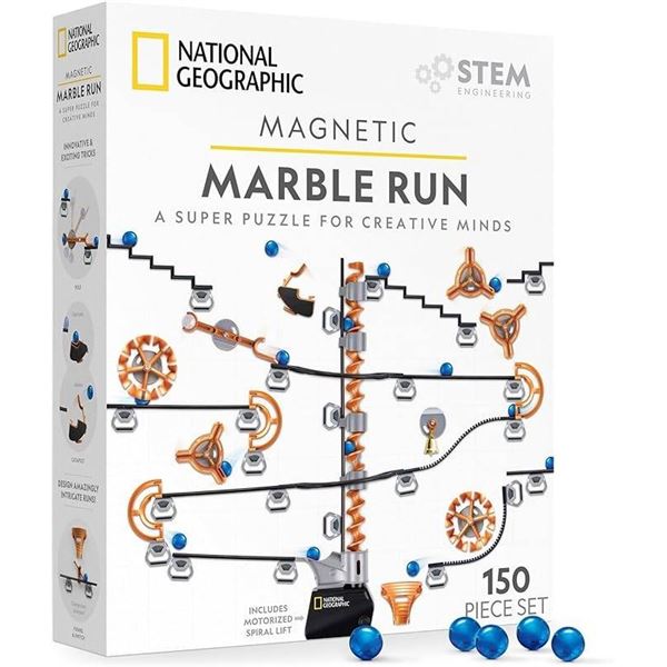 National Geographic Magnetic Marble Run – 150-Piece STEM Building Set for Kids & Adults, Ma