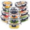 Image 1 : 12 Glass Food Storage Containers with Lids, Dishwasher and Microwave Safe