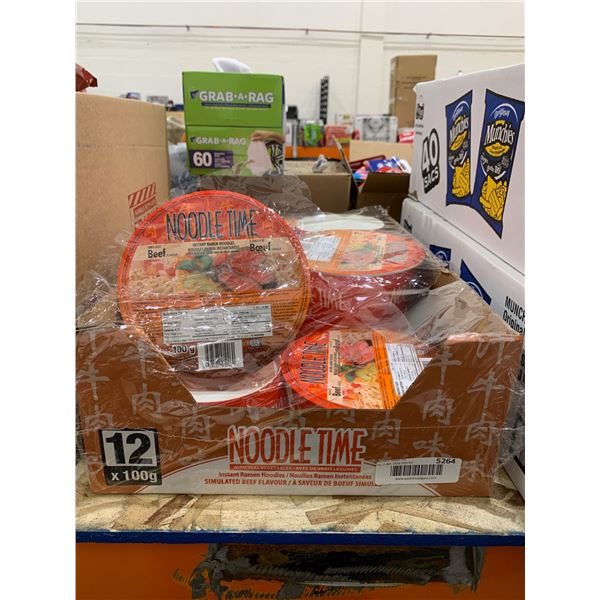 Noodle Time Beef Flavor Instant Noodle Pack, 12 x 100g Bowls