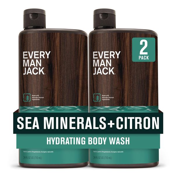 Every Man Jack Sea Minerals and Citron Body Wash, 2 Pack – 33.8 Oz Each