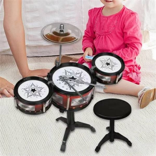 Children’s Jazz Drum Set With Stool and Shock Flash Features