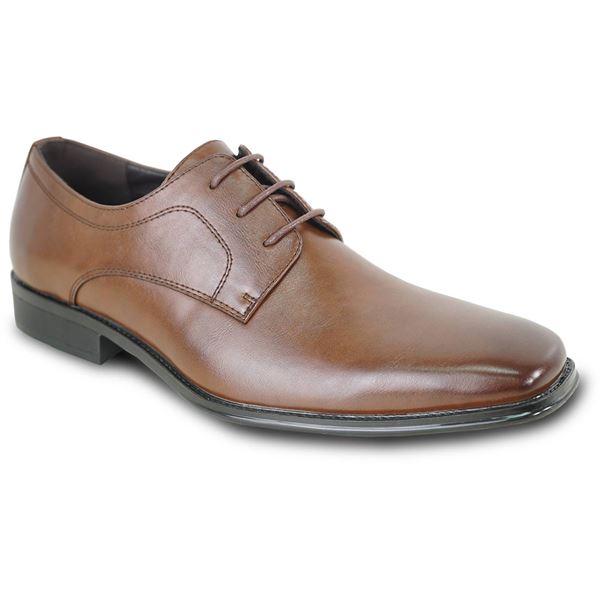 Men’s Leather Shoes, Style Milano-8, Brown, Size 8.5, Medium Width