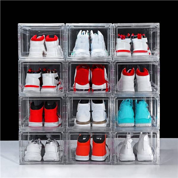 12 Pack Clear Shoe Storage Display Case Holders, X00418AWV1
