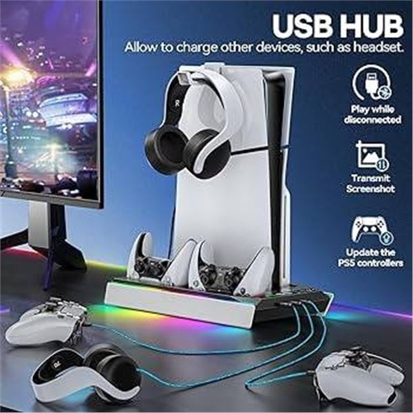 P5 Cooling Stand with Controller Charger for PS5 and PS5 Slim