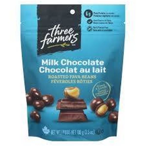 Three Farmers Milk Chocolate Roasted Fava Beans 6 x 100g