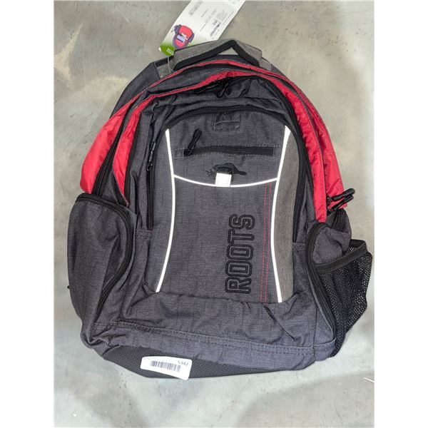 Roots Backpack with Multiple Compartments in Black and Red