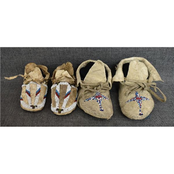 TWO PAIR OF CHILDS MOCCASINS