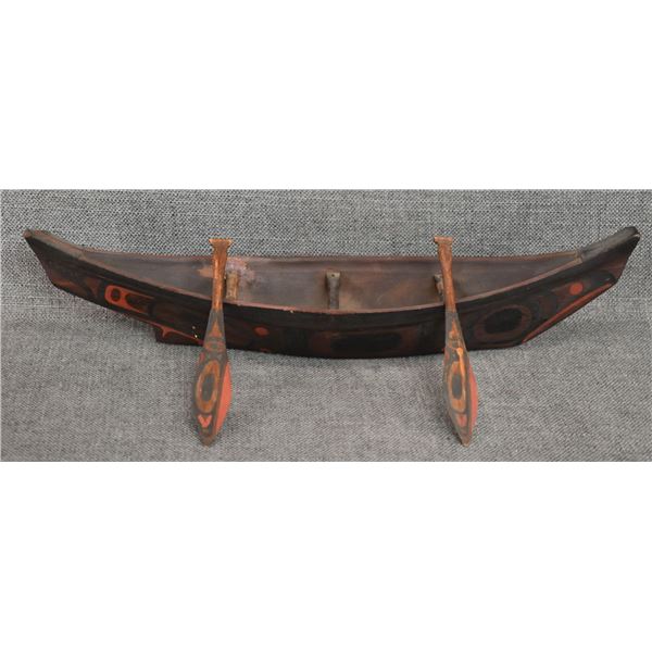 NORTHWEST COAST TOY CANOE AND PADDLES