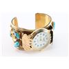Image 3 : Gold & Turquoise Navajo Cuff Watch.