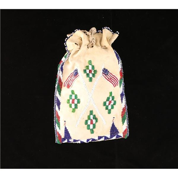 Apache American Flag Beaded Bag
