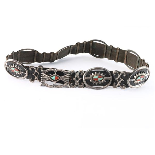Sterling Turquoise & Coral Concho Belt.