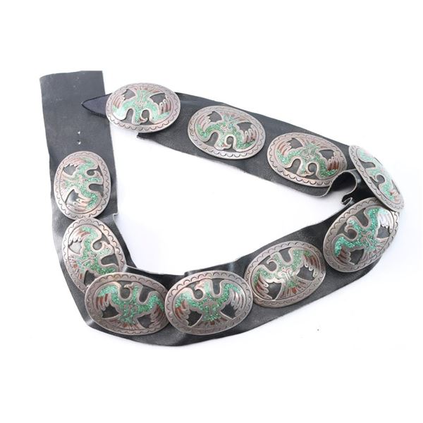 Sterling Silver Thunderbird Concho Belt.