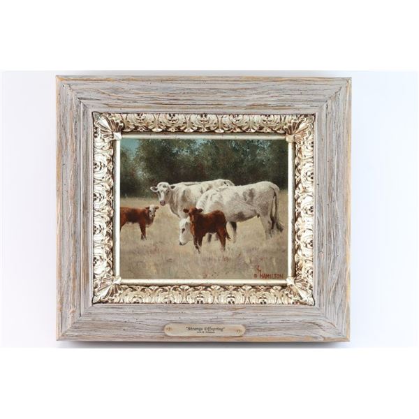 Original Oil on Board of Cows.