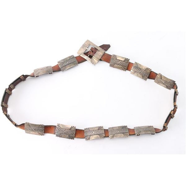 Navajo Sterling Silver Concho Belt.