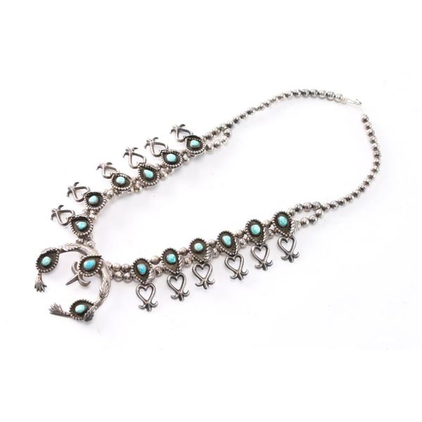 Navajo Turquoise & Sterling Squash Blossom.
