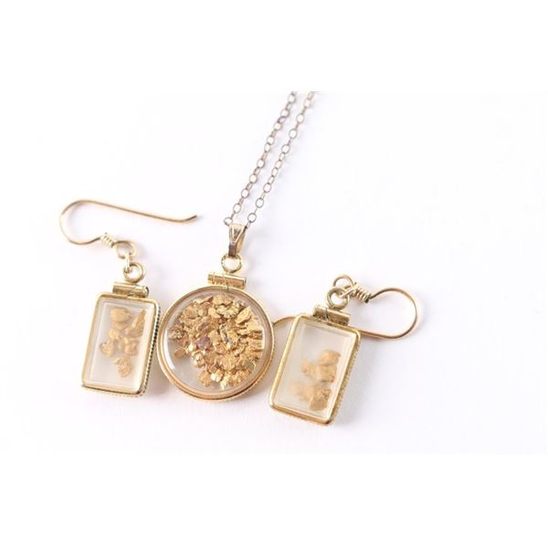 Gold Nuggets Necklace and Earrings