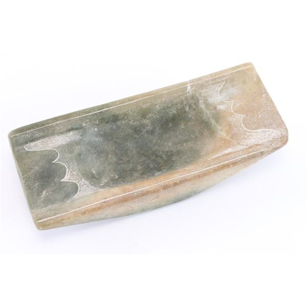 Authentic Olmec Carved Jade Offering Dish.