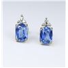 Image 2 : Sri Lanka Blue Sapphire & Diamond Earrings.