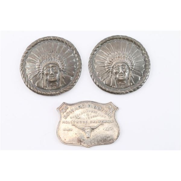 Bohlin Plaque & 2 Indian Head Conchos.