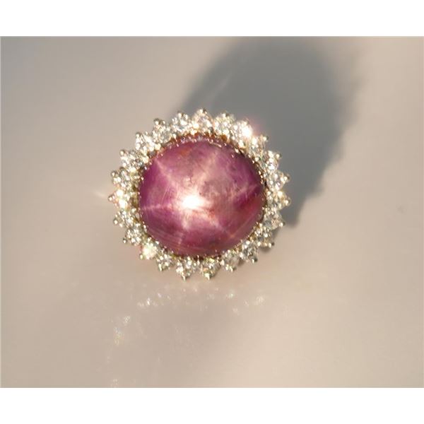 Red Star Sapphire and Diamond Ring.