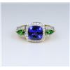 Image 1 : Tanzanite & Tsavorite Garnet, Diamond Ring.