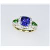 Image 2 : Tanzanite & Tsavorite Garnet, Diamond Ring.