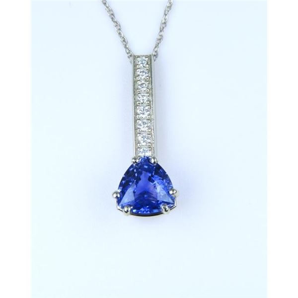 Sri Lankan Blue Sapphire & Diamond Pendant.