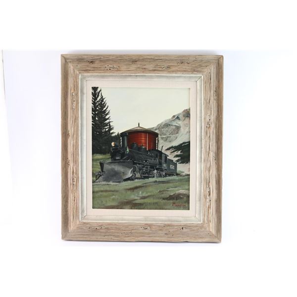 Original Oil on Board of Locomotive.