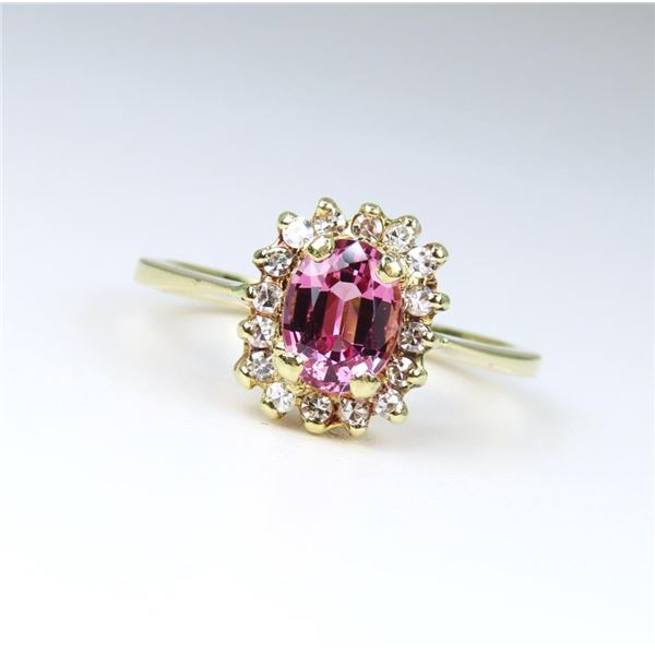 Natural Pink Sapphire & Diamond Ring.