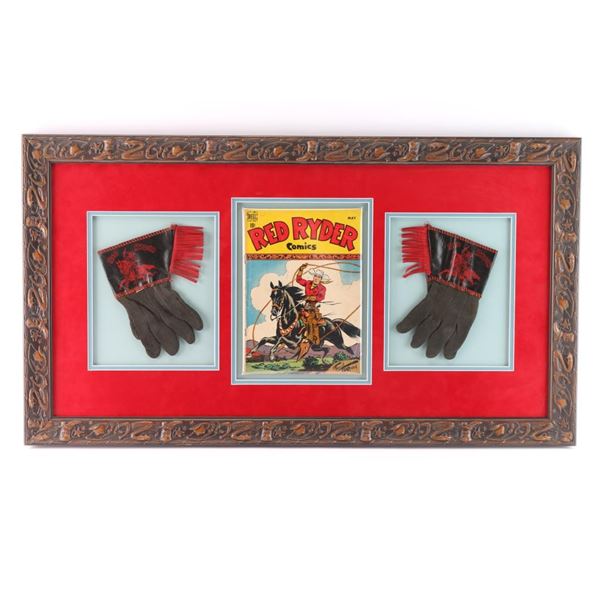 Framed Red Ryder Comic & Gloves.