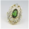 Image 3 : Beautiful Green Tourmaline & Diamond Ring.