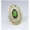 Image 4 : Beautiful Green Tourmaline & Diamond Ring.