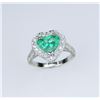 Image 3 : Columbian Emerald Platinum & Diamond Ring.